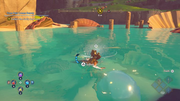 Afterwards, collect the sea foam, which you can find in the water - Immortals Fenyx Rising: From Pain Comes Beauty - walkthrough - Aphrodites tasks - Immortals Fenyx Rising Guide