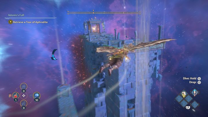 Then fly towards the gusts of wind to finally reach the location where there is a tear and Zeus's Lightning - Immortals Fenyx Rising: A Crying Shame - walkthrough - Aphrodites quests - Immortals Fenyx Rising Guide