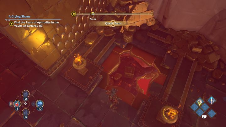 The final crystal switch is located on the right side - Immortals Fenyx Rising: A Crying Shame - walkthrough - Aphrodites quests - Immortals Fenyx Rising Guide