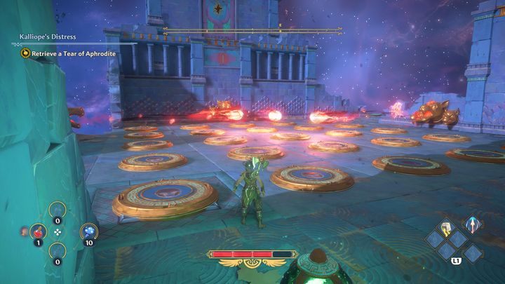 In addition, the fact that there will be three Cerberus statues shooting at you will not be of any help - Immortals Fenyx Rising: A Crying Shame - walkthrough - Aphrodites quests - Immortals Fenyx Rising Guide