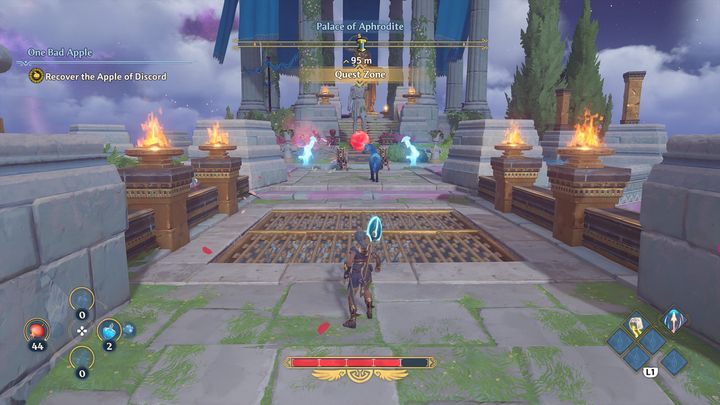 Go to the very top, you will encounter a group of opponents there - Immortals Fenyx Rising: One Bad Apple - walkthrough - Aphrodites quests - Immortals Fenyx Rising Guide