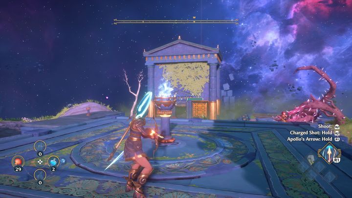 After placing the sphere in a special location near the stairs, go back to the torch - Immortals Fenyx Rising: Mean Goddesses - walkthrough - Aphrodites quests - Immortals Fenyx Rising Guide