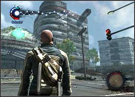 Once you're on the second island, destroy or push the barricade formed from car wrecks - Old, gray-haired man - part 2 - Walkthrough - inFAMOUS - Game Guide and Walkthrough