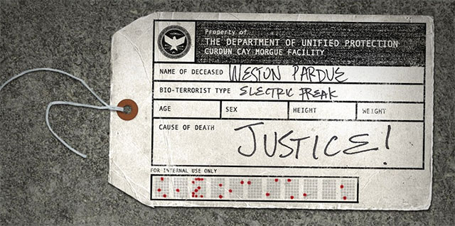 One of the toe tags - Chapter 4, part 2 - things to do outside the game - inFamous Paper Trail - inFamous: Second Son - Game Guide and Walkthrough