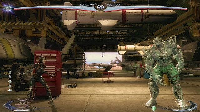 On the left side of the arena theres a red tools box - Injustice Gods Among Us: Ferris Aircraft, arena guide - Arenas - Injustice: Gods Among Us Game Guide