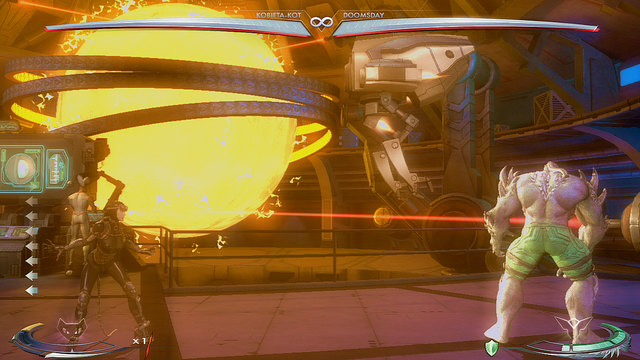 There are drones flying above the arena, you can jump up and toss them at the enemy - Injustice Gods Among Us: Watchtower, arena guide - Arenas - Injustice: Gods Among Us Game Guide