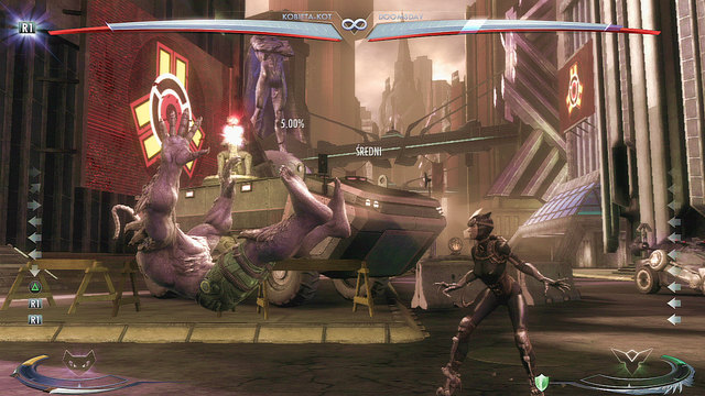 On the left side of the arena, in the background, theres an armoured car with a turret - Injustice Gods Among Us: Metropolis, arena guide - Arenas - Injustice: Gods Among Us Game Guide