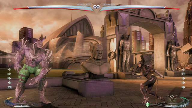 On the left side theres a bust - Injustice Gods Among Us: Hall of Justice, arena guide - Arenas - Injustice: Gods Among Us Game Guide