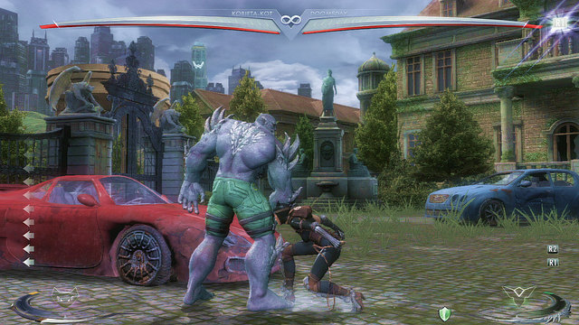 At the left edge of the arena theres a red car - Injustice Gods Among Us: Wayne Manor - Wayne Manor Night, arena guide - Arenas - Injustice: Gods Among Us Game Guide