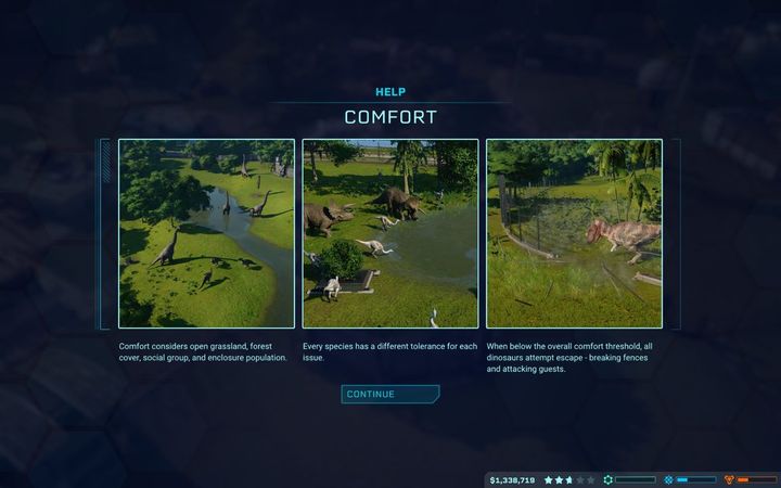To keep comfort of dinosaurs at a high level, first of all you need to provide adequate feeders with food - sufficient amount of different flora and space - How to take care of dinosaurs in Jurassic World Evolution? - Park management - Jurassic World Evolution Game Guide