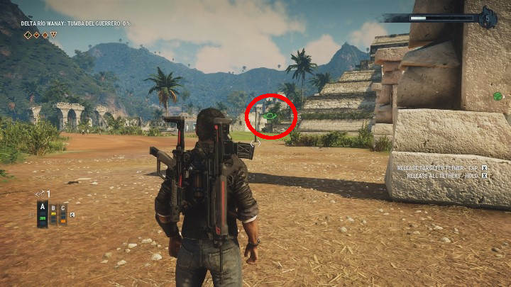 The circle to which you have to lead your head is a little further away - Tomb Tumba Del Guerrero - Tomb Locations - Just Cause 4 Guide