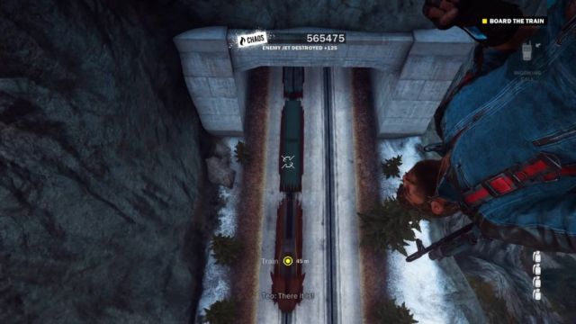 Wait for the train to be directly below you and then attach yourself to it with your rope. - Derailed Extraction - Walkthrough - Just Cause 3 - Game Guide and Walkthrough