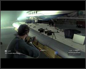 Once they're dead, run towards the wing with an enormous amount of guns on it - Chapter 11 - One Way Ticket - p. 2 - Walkthrough - Kane & Lynch 2: Dog Days - Game Guide and Walkthrough