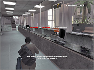 Your first task here will be to secure the inside of the bank (check the upper balconies - Chapter 3 - part 4 - Walkthrough - Kane & Lynch: Dead Men - Game Guide and Walkthrough