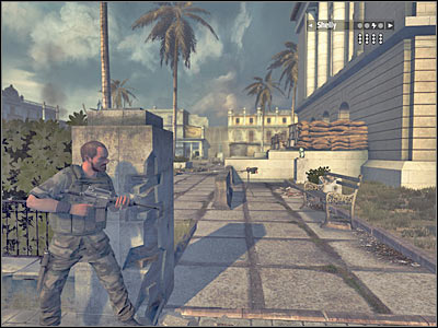 Watch out for the upper wall of the palace, because more enemy units may appear near to a dead RPG soldier - Chapter 12 - part 3 - Walkthrough - Kane & Lynch: Dead Men - Game Guide and Walkthrough