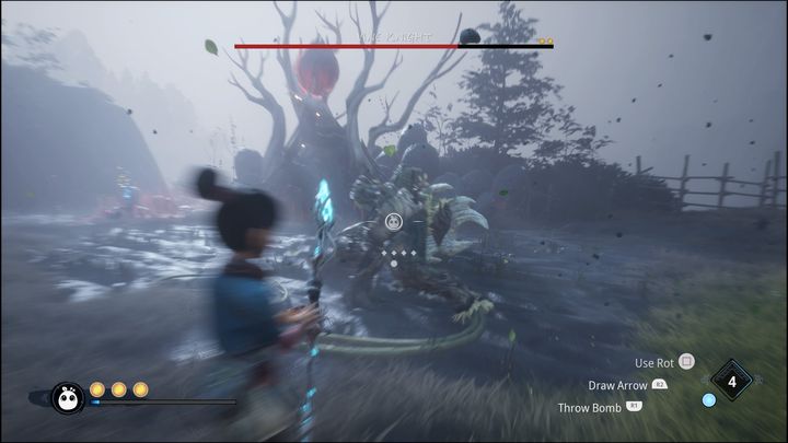 If you're far away, the boss will cover itself with its shield - Kena Bridge of Spirits: Vine Knight - boss, how to beat? - Bosses - Kena Bridge of Spirits Guide