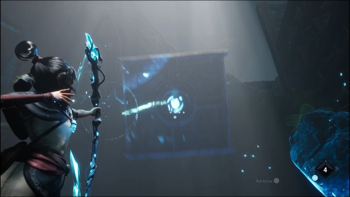 Once the platforms have formed, jump onto the two on the left, then the one in front of you, then the one behind you - Kena Bridge of Spirits: Help the Woodsmith - walkthrough - Walkthrough - Kena Bridge of Spirits Guide