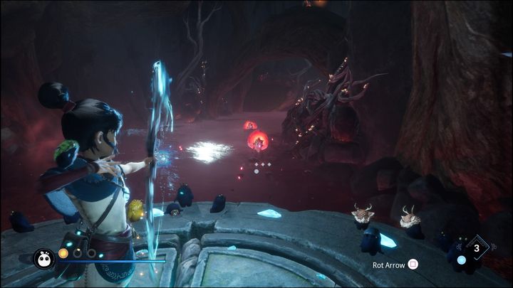 After the platform starts moving on its own, you'll be forced to eliminate the enemies spawning nearby - Kena Bridge of Spirits: Adiras Regret - walkthrough - Walkthrough - Kena Bridge of Spirits Guide