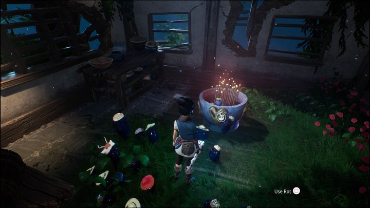 After the battle is over, purify the flower, then enter the cottage in front of you - Kena Bridge of Spirits: Mask Maker Path - walkthrough - Walkthrough - Kena Bridge of Spirits Guide