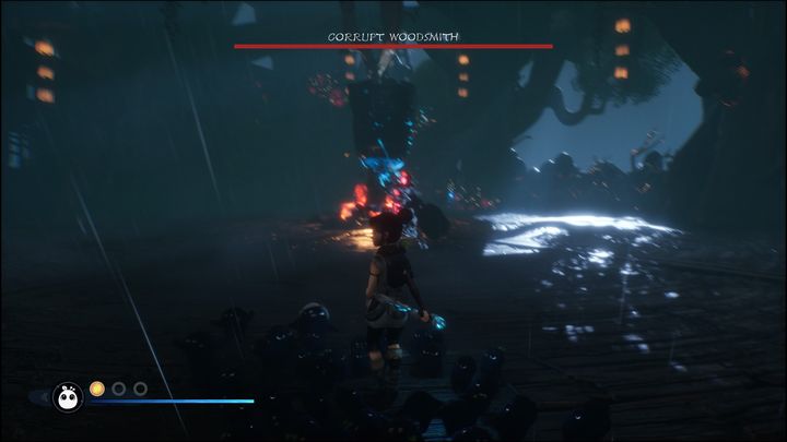 Right from the start, you will find out that Corrupt Woodsmith is immune to all damage - Kena Bridge of Spirits: Corrupt Woodsmith - boss, how to defeat? - Bosses - Kena Bridge of Spirits Guide