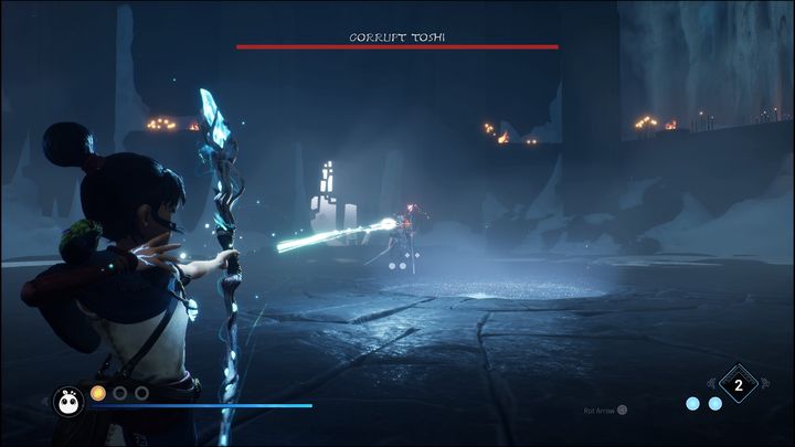 However, this doesn't mean that you cannot use the bow or bombs at all - Kena Bridge of Spirits: Corrupt Toshi - boss, how to beat? - Bosses - Kena Bridge of Spirits Guide