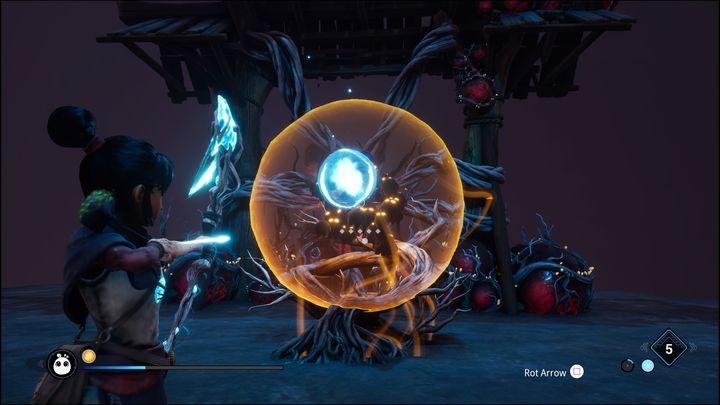 After defeating all enemies, a golden-eyed Rot will appear - Kena Bridge of Spirits: Corrupt Rot God - boss, how to beat? - Bosses - Kena Bridge of Spirits Guide