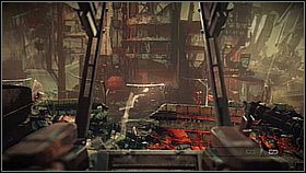 The second one is lurking behind the narrow strip of bright wall of the building on the left - Pyrrhus Evac - p. 2 - Walkthrough - Killzone 3 - Game Guide and Walkthrough