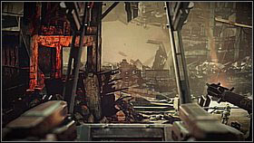 Before moving on, it's worth to destroy the cannon between two buildings in the distance - Pyrrhus Evac - p. 2 - Walkthrough - Killzone 3 - Game Guide and Walkthrough