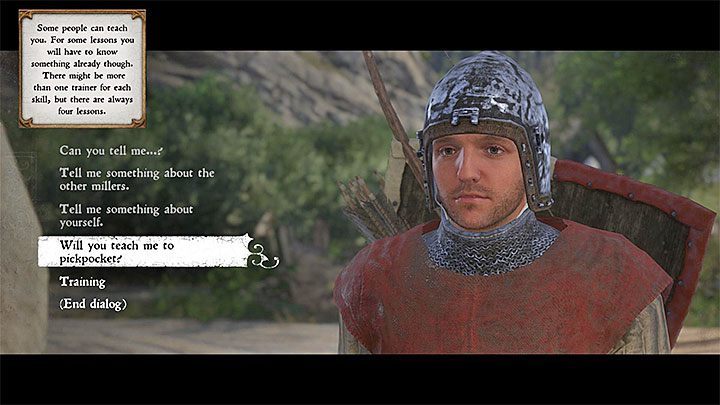 You must wait with learning pickpocketing until you complete the main quest Homecoming and reach the house near Rattay that belongs to Miller Peshek (this will start a new main quest Awakening) - Kingdom Come Deliverance: How to learn pickpocketing? - Kingdom Come Deliverance: FAQ - Kingdom Come Deliverance Game Guide