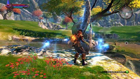 The stone can be found by the river in the northern part of the location - Summer | Plains of Erathell Lorestones - Lorestones - Kingdoms of Amalur: Reckoning Game Guide & Walkthrough