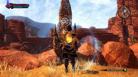 The last stone can be found on the similar hill, but this time it is located to the south from the road connecting Alsrund and The Hollowlands - Alserund | Detyre, Klurikon and Alabastra Lorestones - Lorestones - Kingdoms of Amalur: Reckoning Game Guide & Walkthrough