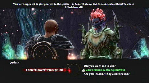 If you choose the lower or upper dialogue option, you will have to fight more monsters and Osduin himself - Kingdoms of Amalur Reckoning: Lorca - Rane - Walkthrough - Side missions - Kingdoms of Amalur: Reckoning Game Guide & Walkthrough