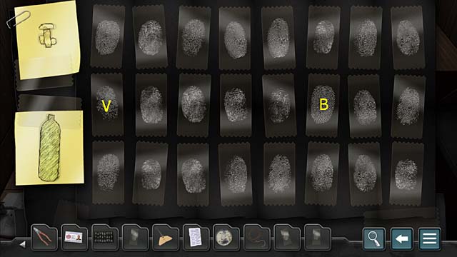 Put it on the table and find both fingerprints (just like you did before): the one of the captain is first in the second row, the doctors is the sixth in the same row - Chapter 3 - The murder of Osip Gerasimov - Undercover Missions: Operation Kursk K-141 - Game Guide and Walkthrough