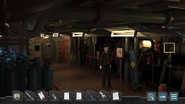 Then go to air treatment room where look at the ventilation pipe several times - Chapter 4: The Kursks mission - Undercover Missions: Operation Kursk K-141 - Game Guide and Walkthrough