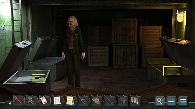 Now examine two big wooden crates on the right side - Chapter 7: Major general Germin - Undercover Missions: Operation Kursk K-141 - Game Guide and Walkthrough