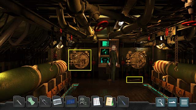 Go to torpedo room 1 and pick up from the floor a breech door handle (near the right torpedo tube) - Chapter 8: No chance to survive - Undercover Missions: Operation Kursk K-141 - Game Guide and Walkthrough