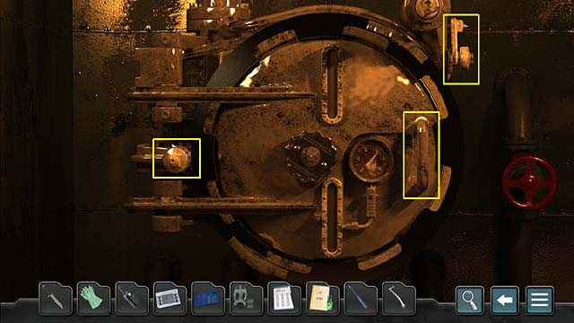Click on the torpedo tube on the left and in the close-up use the handle to move the breech door lever (up right), then use the handle to turn a pinion gear (on the left) - Chapter 8: No chance to survive - Undercover Missions: Operation Kursk K-141 - Game Guide and Walkthrough