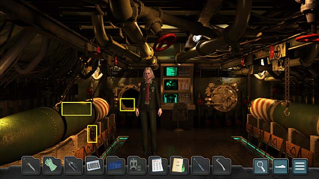 Now take torpedo controls (on the platform, next to the left torpedo) and use it on Milena - Chapter 8: No chance to survive - Undercover Missions: Operation Kursk K-141 - Game Guide and Walkthrough