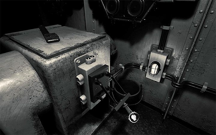 You can pull the lever located next to the lamp - The electricity engine room riddle | Layers of Fear 2 Riddle Solutions - Act 2 - The Hunt - Layers of Fear 2 Guide