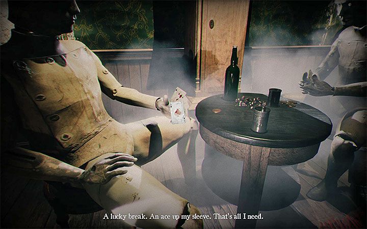 Approach the two mannequins playing cards - The bedroom riddle | Layers of Fear 2 Riddle Solutions - Act 3 - Bloody Roots - Layers of Fear 2 Guide