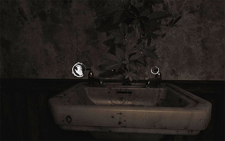 Now, go to the sink and turn the left tap (the picture above) - Pot and the shadows puzzles | Layers of Fear 2 Riddle Solutions - Act 3 - Bloody Roots - Layers of Fear 2 Guide