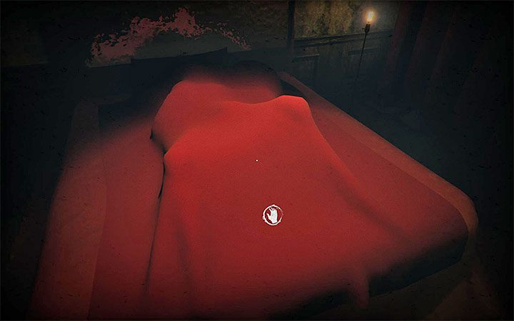 Go to the only available room and take off the red blanket from the bed as shown in the image - Release of rats from cages | Layers of Fear 2 walkthrough - Act 4 - Breathe - Layers of Fear 2 Guide
