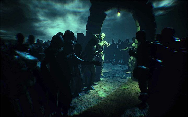 There are narrow passages between the mannequins through which you can continue your escape from the monster - Shipwreck and the area with mannequins | Layers of Fear 2 walkthrough - Act 5 - Forever - Layers of Fear 2 Guide