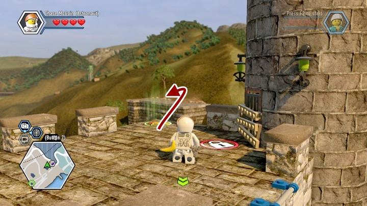 From the tallest tower, make it over above the tunel - this is where you find banana seeds - The Farm | Walkthrough - Chapter 9 - LEGO City: Undercover Game Guide