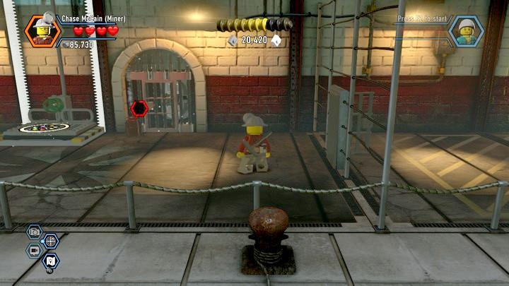 Blow up the grate in the first area and unlock access to color swapper - Fireman training | Walkthrough - Chapter 10 - LEGO City: Undercover Game Guide
