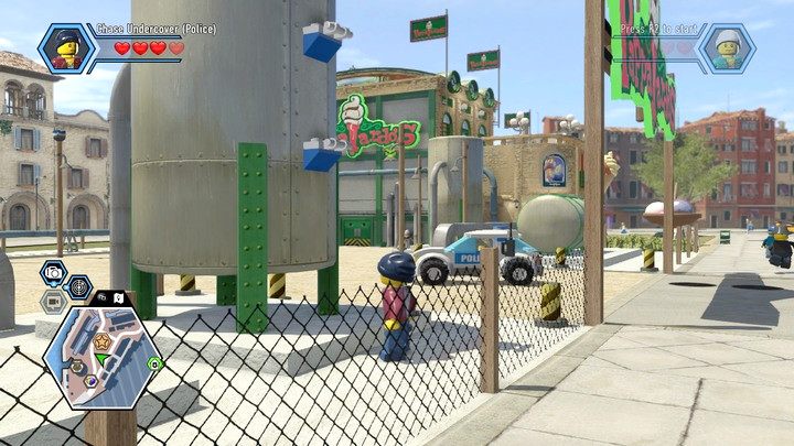 You can enter the ice-cream shop from the roof, by climbing over the tank outside - Ice-cream shop | Chapter 11 | Walkthrough - Chapter 11 - LEGO City: Undercover Game Guide