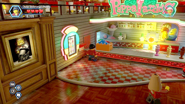 You can collect the second box from the counter, after you have summoned it with the terminal that you have built - Ice-cream shop | Chapter 11 | Walkthrough - Chapter 11 - LEGO City: Undercover Game Guide