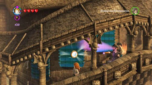 Destroy all the silver items inside the dorm, reach the top of the stairs, and destroy the last silver item in the middle - Harry Potter Years 5-7: Tokens - Hogwarts, part 2 - Tokens - LEGO Harry Potter Years 5-7 Guide