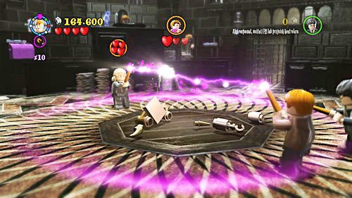 After you have stunned Dolores twice, you will have to confront Lucius Malfoy (first duel) - Harry Potter Years 5-7: Magic is Might - Year 7 - LEGO Harry Potter Years 5-7 Guide