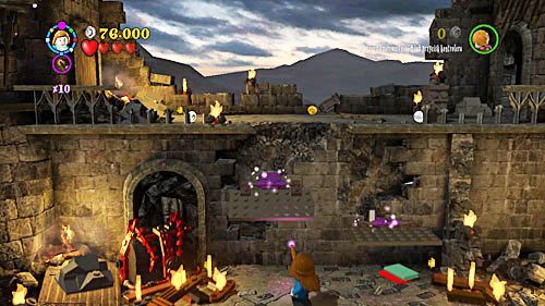 Go to the wall and lift the platforms - jump on them to reach the upper level - Harry Potter Years 5-7: Snapes Tears - Year 7 - LEGO Harry Potter Years 5-7 Guide